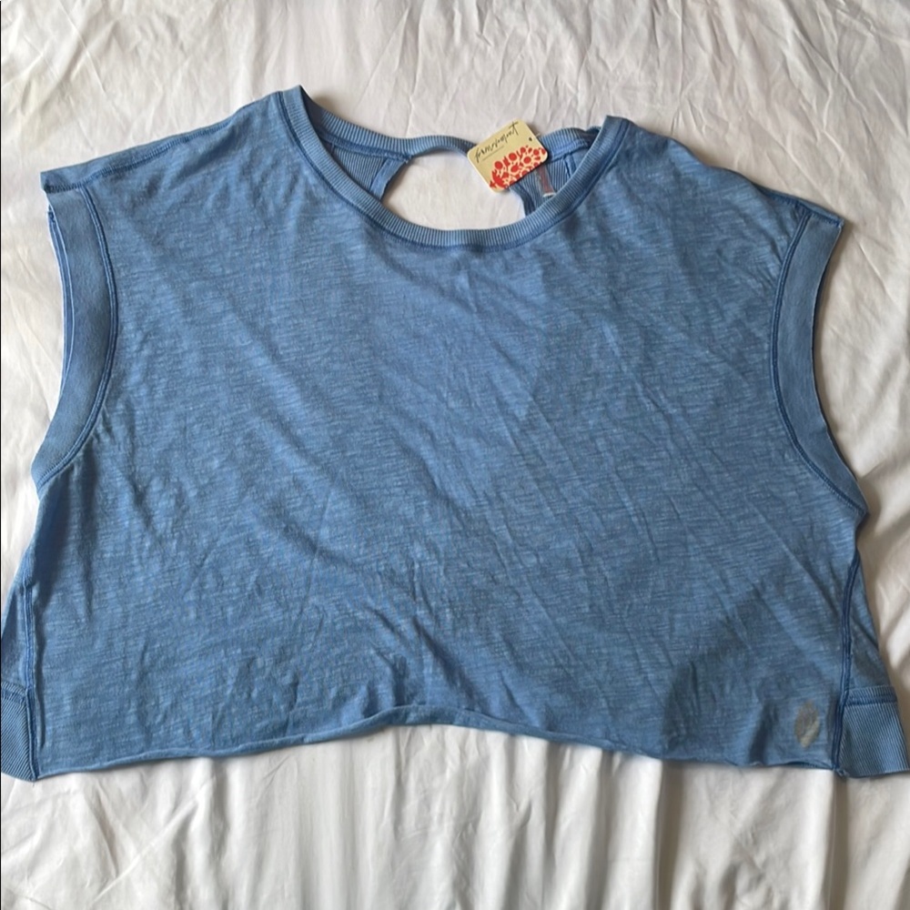FP Movement by Free People Blue Muscle Tee with Crop and Cut Out Style